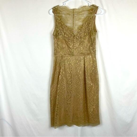 BCBGMaxAzria Sheer Gold Lace BodyCon Party Event Dress NWOT Size 4 - Picture 6 of 14